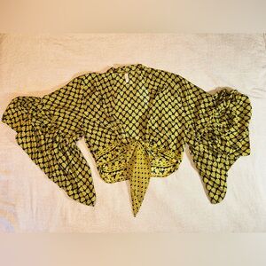 Elan Boho Open Front Cardigan Bell Sleeve Silky Flowy OS